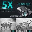 Binoculars with 1080p Infrared Night Vision Goggles,5X Digital Zoom and 800M Full Dark Viewing Distance for Taking Photos and Videos