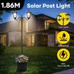 186cm Solar Led Light Post Planter Outdoor Street Garden Security Pole Lamp Driveway Pathway Patio Yard Energy Powered Pillar Lantern Double Lights