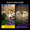 186cm Solar Led Light Post Planter Outdoor Street Garden Security Pole Lamp Driveway Pathway Patio Yard Energy Powered Pillar Lantern Double Lights