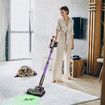 Purple Cordless Vacuum Cleaner, 550W 35Kpa Vacuum Cleaners for Home, Stick Vacuum Cordless with Low Noise, LED Screen, Wall Mount Charging, Rechargeable