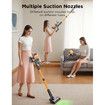 Golden Cordless Vacuum Cleaner, 550W 35Kpa Vacuum Cleaners for Home, Stick Vacuum Cordless with Low Noise, LED Screen, Wall Mount Charging, Rechargeable