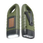 Green Portable Outdoor Multi Functional Solar Charging LED Flashlight Hand Cranked Emergency Light