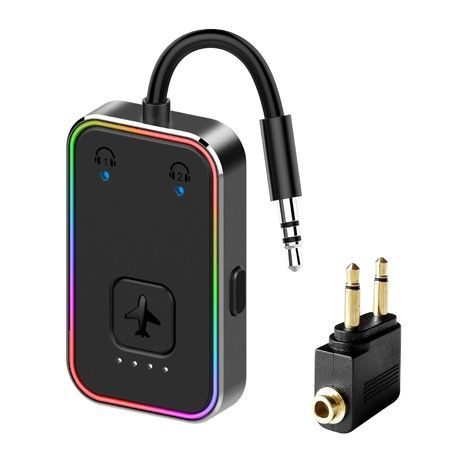 Pro Airplane Bluetooth 5.4 Transmitter for All Headphones aptX LL, Supports 2 Headphones/AirPods, Wireless Audio Adapter for in-Flight,TV,Gym,Tablets