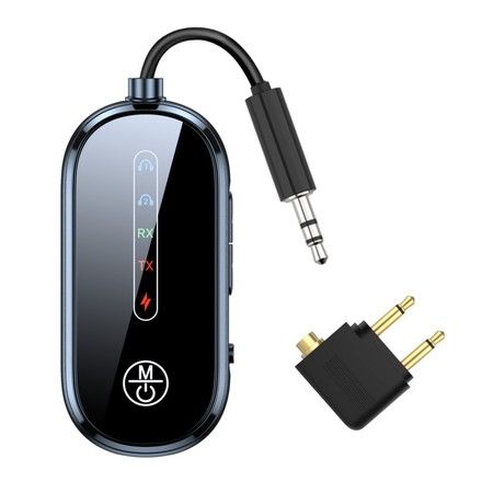Bluetooth 5.4 Airplane Transmitter Adapter for Supports 2 Headphones, AirPods, 2 in 1 Wireless Bluetooth 3.5mm Aux Audio Transmitter, Receiver
