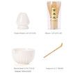 Matcha Set,Match Bowl with Spout and Whisk,15 OZ,Matcha Scoop,Matcha Whisk Stand (Chasen Holder) - 4pc Perfect Matcha Kit for Matcha Tea Ceremony (White)