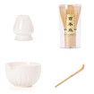 Matcha Set,Match Bowl with Spout and Whisk,15 OZ,Matcha Scoop,Matcha Whisk Stand (Chasen Holder) - 4pc Perfect Matcha Kit for Matcha Tea Ceremony (White)