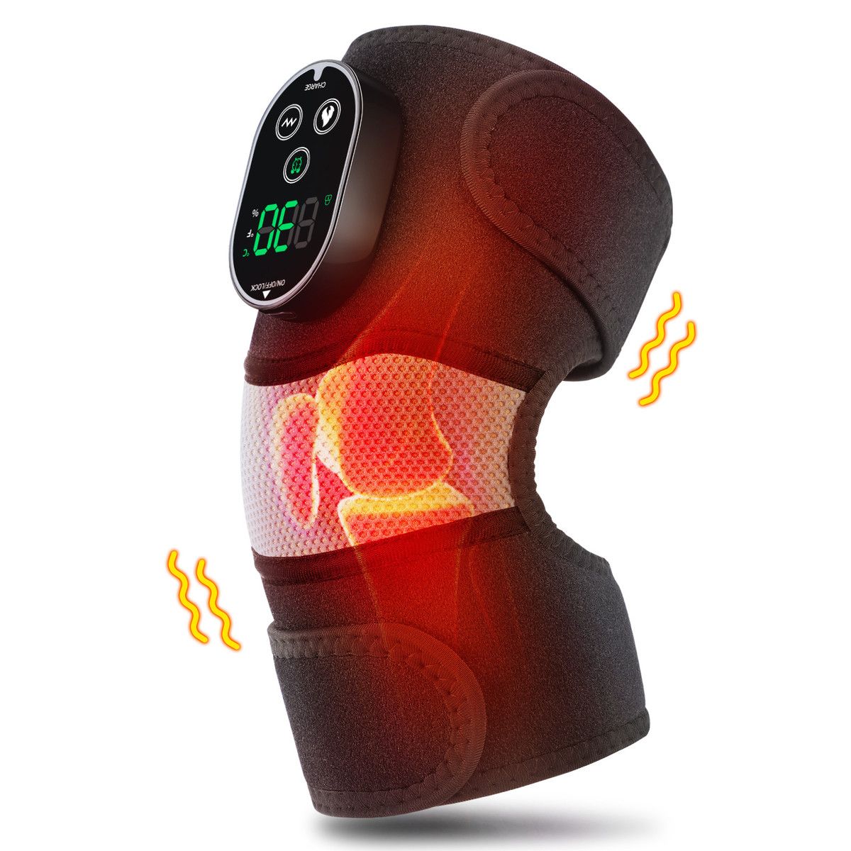 Cordless Heated Knee Massager, 3-in-1 Electric Knee Massager with Heat for Knee Elbow Shoulder Wrap with 3 Vibration & Heating Modes