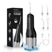 Portable Water Flosser for Teeth Cleaning, 5 Jet Tips, 4 Cleaning Modes, 1500mAh Rechargeable Battery, 260ml Water Tank, IPX7 for Braces, White