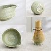 Matcha Set,Japanese Tea Set Includes Matcha Bowl,Matcha Whisk Holder,Bamboo Matcha Whisk and Bamboo Scoop,17 oz Mottled Tea Green Glaze Ceramic Matcha Kit