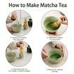 Matcha Set,Japanese Tea Set Includes Matcha Bowl,Matcha Whisk Holder,Bamboo Matcha Whisk and Bamboo Scoop,17 oz Mottled Tea Green Glaze Ceramic Matcha Kit