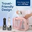 Cordless Water Dental Flosser, Portable Oral Irrigator with Tongue Brush, 4 Nozzles, Rechargeable, IPX7 Waterproof, White