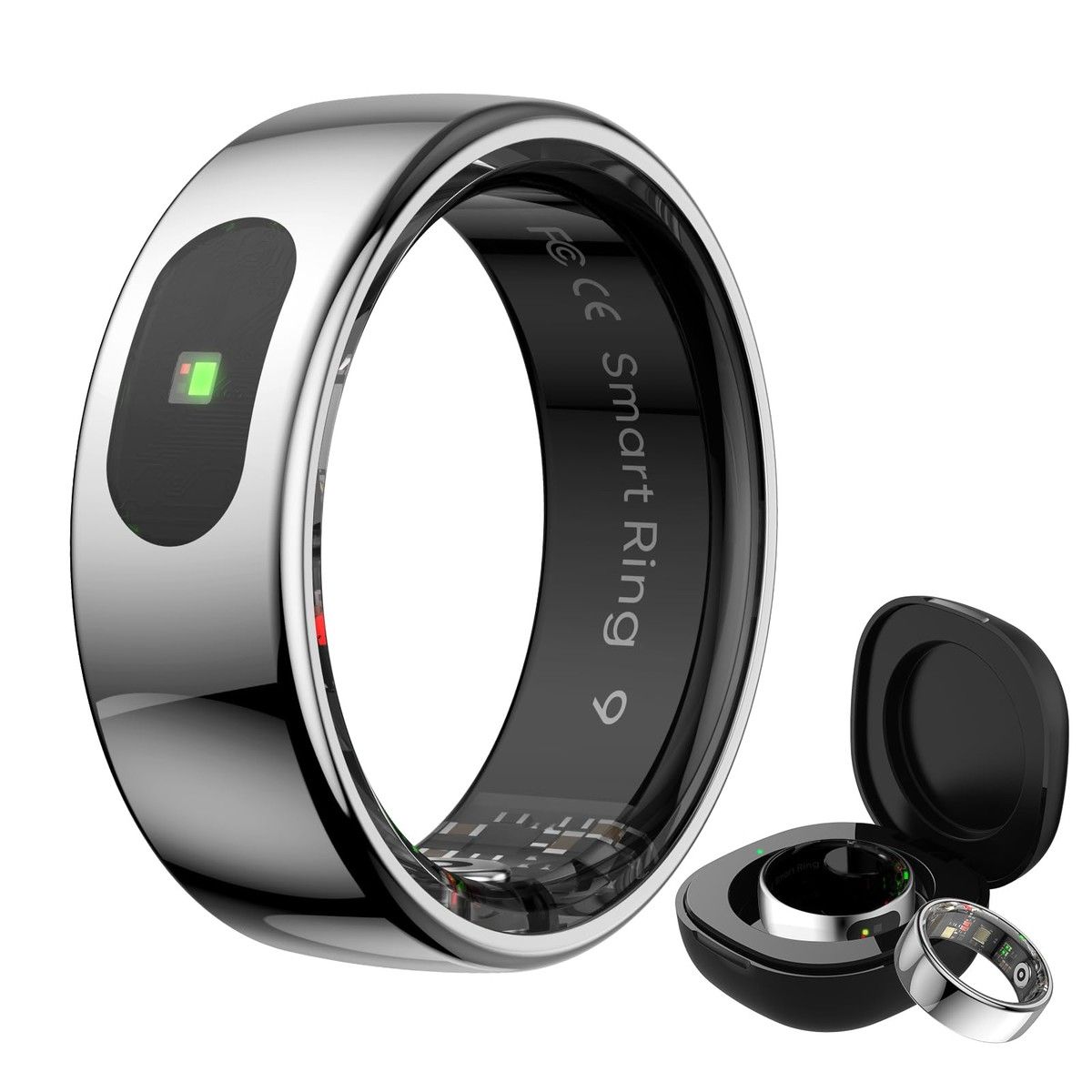 Smart Ring Tracker for Women & Men, Fitness Ring with Sleep & Motion Tracking, Touch Control,Compatible with iOS & Android (Silver,8#)