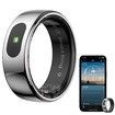 Smart Ring Tracker for Women & Men, Fitness Ring with Sleep & Motion Tracking, Touch Control,Compatible with iOS & Android (Silver,8#)