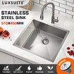 Kitchen Sink Stainless Steel Basin Laundry Drop In Undermount Flush Single Bowl Bar Workstation Handmade Rectangle 304 Waste Drainer Silver 51x45x21cm