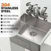 Kitchen Sink Stainless Steel Basin Laundry Drop In Undermount Flush Single Bowl Bar Workstation Handmade Rectangle 304 Waste Drainer Silver 51x45x21cm