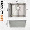 Kitchen Sink Stainless Steel Basin Laundry Drop In Undermount Flush Single Bowl Bar Workstation Handmade Rectangle 304 Waste Drainer Silver 51x45x21cm