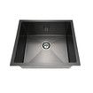 Black Kitchen Sink Stainless Steel Basin Laundry Drop In Undermount Flush Single Bowl Bar Workstation Rectangle Handmade 304 Waste Drainer 51x45x21cm
