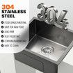 Black Kitchen Sink Stainless Steel Basin Laundry Drop In Undermount Flush Single Bowl Bar Workstation Rectangle Handmade 304 Waste Drainer 51x45x21cm