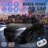Kids Electric Car Toy RC Ride On Parental Remote Control 12V Pedal Off Road Vehicle Lamborghini Urus Licensed Black with Bluetooth MP3 Light