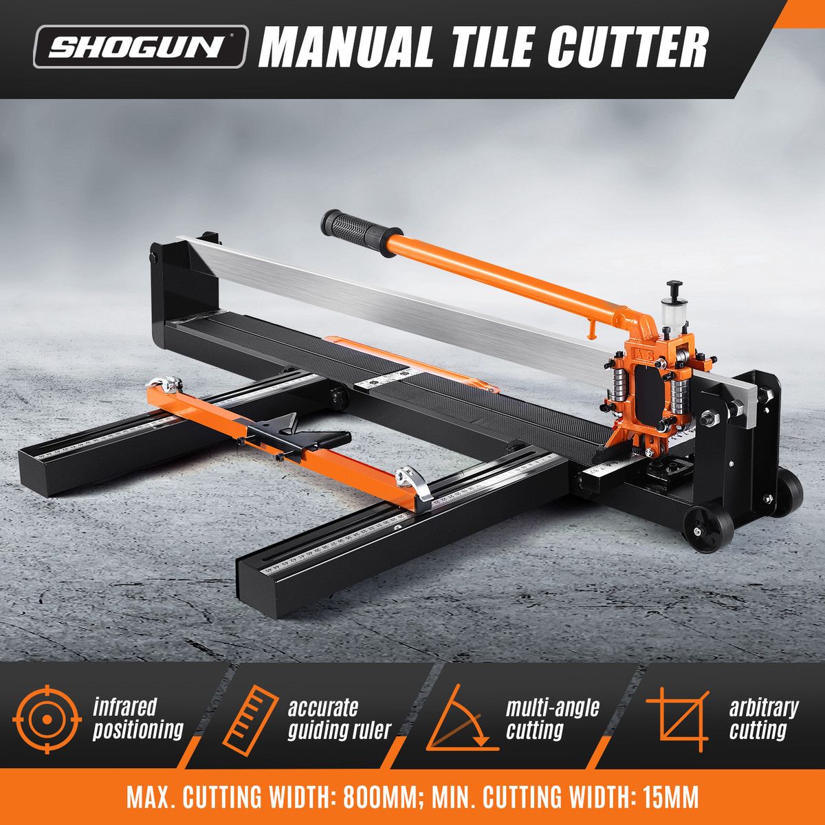 Manual Tile Cutter Tool Porcelain Ceramic Hand Cutting Machine Slicer Equipment with All Steel Frame Alloy Cutter Wheel Infrared Guide 15 to 800mm