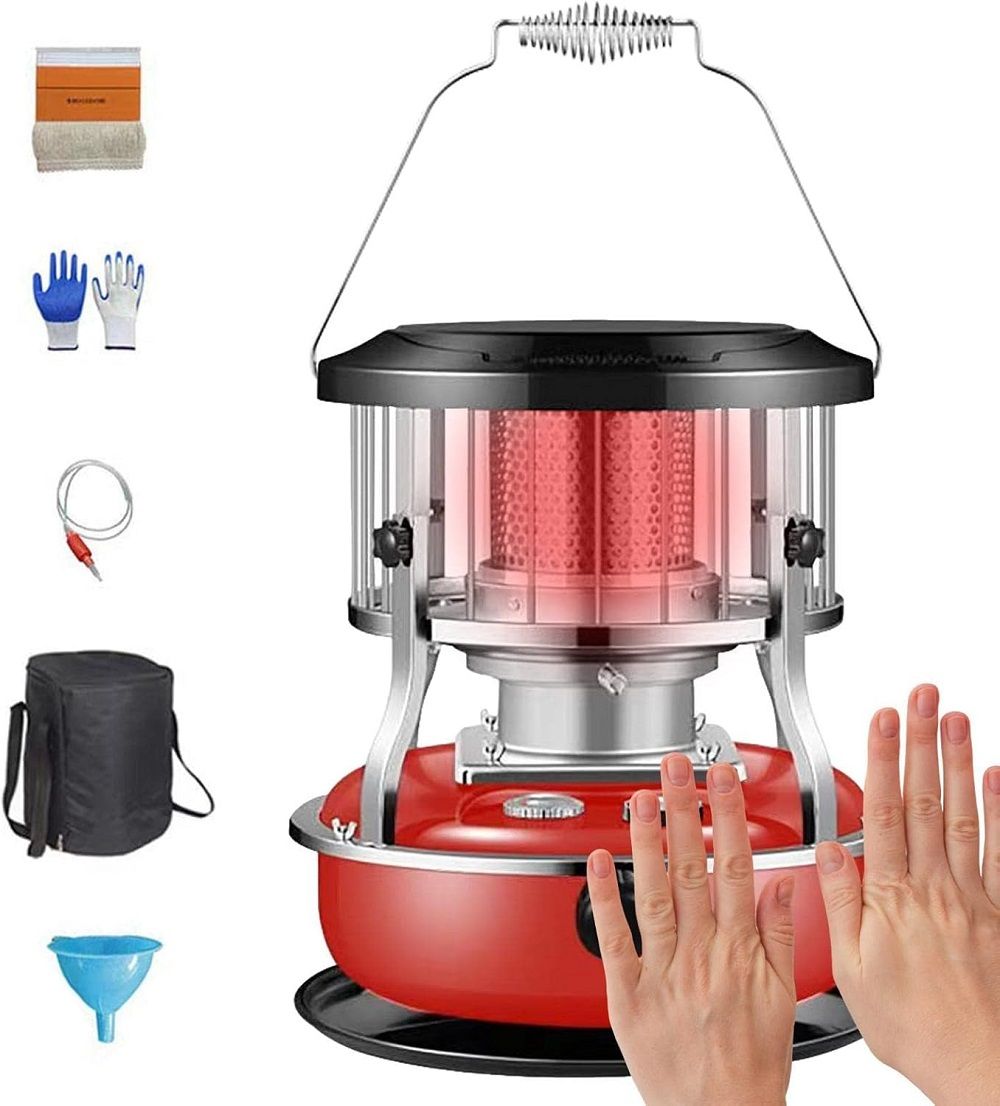 Kerosene Heater Oil Heater for Winter Heating Indoor Oil Heater Kerosene Space Heater 4.5L Capacity Kerosene Stove for Patio, Fishing(red)