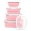 4 Collapsible Silicone Food Storage Container,Leftover Meal box For Kitchen,Lunch Boxes,Microwave,Dishwasher and Freezer Safe Color Pink
