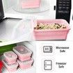 4 Collapsible Silicone Food Storage Container,Leftover Meal box For Kitchen,Lunch Boxes,Microwave,Dishwasher and Freezer Safe Color Pink