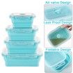 4 Collapsible Silicone Food Storage Container,Leftover Meal box For Kitchen,Lunch Boxes,Microwave,Dishwasher and Freezer Safe Color Mint Green