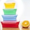 4 Collapsible Silicone Food Storage Container,Leftover Meal box For Kitchen,Lunch Boxes,Microwave,Dishwasher and Freezer Safe 4 Color