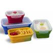 4 Collapsible Silicone Food Storage Container,Leftover Meal box For Kitchen,Lunch Boxes,Microwave,Dishwasher and Freezer Safe 4 Color
