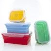 4 Collapsible Silicone Food Storage Container,Leftover Meal box For Kitchen,Lunch Boxes,Microwave,Dishwasher and Freezer Safe 4 Color