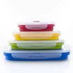 4 Collapsible Silicone Food Storage Container,Leftover Meal box For Kitchen,Lunch Boxes,Microwave,Dishwasher and Freezer Safe 4 Color