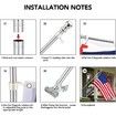 Flag Pole,Tangle Free Spinning Stainless Steel Rustproof Flagpole for 3x5 Sports Fan Outdoor Flags (Silver,1.55M)