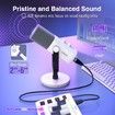 Dynamic Microphone for Podcast Recording,PC Computer Gaming Streaming Mic with RGB Light,Mute Button,Headphones Jack,Desktop Stand,White