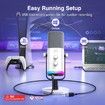 Dynamic Microphone for Podcast Recording,PC Computer Gaming Streaming Mic with RGB Light,Mute Button,Headphones Jack,Desktop Stand,White