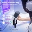 Dynamic Microphone for Podcast Recording,PC Computer Gaming Streaming Mic with RGB Light,Mute Button,Headphones Jack,Desktop Stand,White