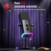 Dynamic Microphone for Podcast Recording,PC Computer Gaming Streaming Mic with RGB Light,Mute Button,Headphones Jack,Desktop Stand,Black