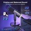 Dynamic Microphone for Podcast Recording,PC Computer Gaming Streaming Mic with RGB Light,Mute Button,Headphones Jack,Desktop Stand,Black