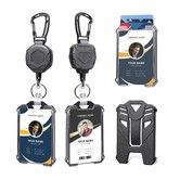 Badge Holder Retractable Clip Heavy Duty Carabiner Badge Reel Keychain with Lanyard ID Cards Holder Cool Tactical ID Holder