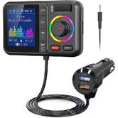 Bluetooth FM Transmitter for Car, Wireless Car Bluetooth V5.0 Adapter with Big Color Screen, Support QC3.0 Fast Charging, Hands-Free Call