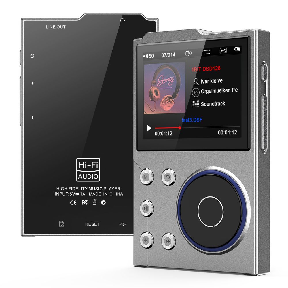 HiFi MP3 Player,5.3 Lossless DSD FLAC Player,Portable Music Player,Supports up to 256GB,2.4 inch HD Screen with APT X,DSD High Res Audio Color Grey