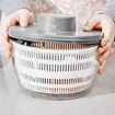 Electric Salad Spinner Dryer Fruit Vegetable Cleaner Bowl Colander Greens Herbs Berries Kitchen Gadget 4L(Grey)