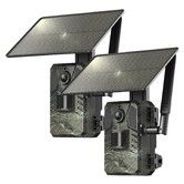 Cellular Trail Cameras,4G LTE Trail Camera with 2K Live View 0.2s Motion Activated Game Camera with Night Vision IP66 Waterproof Solar Trail Camera,2Pack