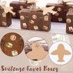50PCS Mini Suitcase Favor Boxes,Travel Theme Candy Box Vintage Kraft Cardboard with Tags and Burlap Twine
