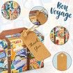 50PCS Mini Suitcase Favor Box,Scenic Spots Party Favor Candy Boxes,Vintage Kraft Paper Gift Box with Tags and Burlap Twine