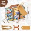 50PCS Mini Suitcase Favor Box,Scenic Spots Party Favor Candy Boxes,Vintage Kraft Paper Gift Box with Tags and Burlap Twine