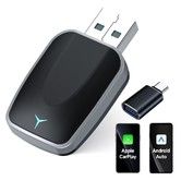 Wireless CarPlay & Android Auto Adapter 2 in 1 Plug Play Convert Wired to Wireless Adapter Apple CarPlay Android Auto Bluethooth Stable Low Latency