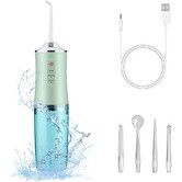 Electric Water Flosser Cordless for Teeth 3 Modes 4 Jet Tips Cleaning and Flossing Water Dental Portable Floss Irrigator Oral Water Flossed, Green