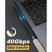 Flat Short USB C Extension Cable 5inch, 240W Right Angle USB C Male to Female Cable, 40Gbps USB 4.0 Type C Extender Cable