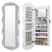 Lockable Mirror Cabinet Jewellery Box Armoire Door Wall Mounted Makeup Cosmetic Beauty Organiser Case with LED Lights Bedroom Dressing 44x10x106cm